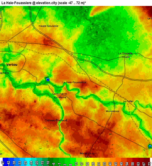 Zoom OUT 2x La Haie-Fouassière, France elevation map