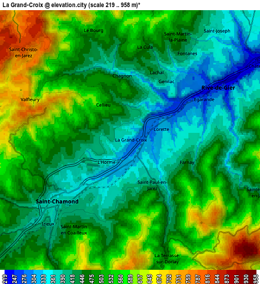 Zoom OUT 2x La Grand-Croix, France elevation map