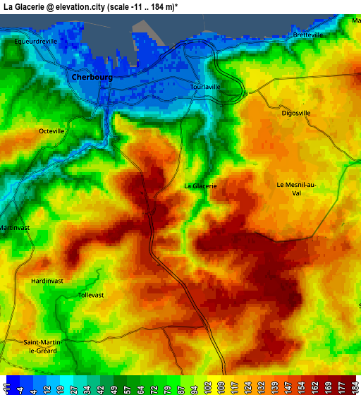 Zoom OUT 2x La Glacerie, France elevation map