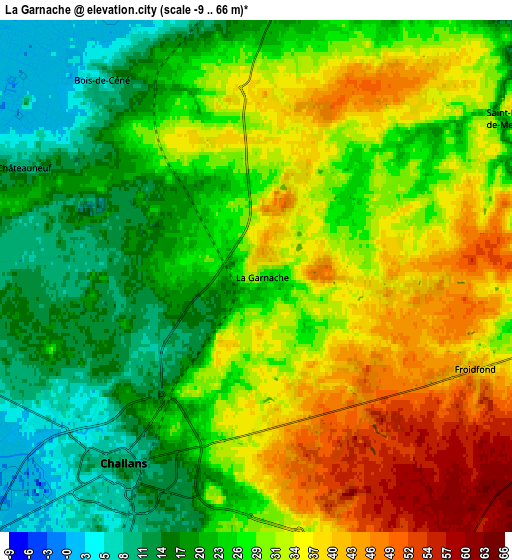 Zoom OUT 2x La Garnache, France elevation map