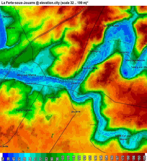 Zoom OUT 2x La Ferté-sous-Jouarre, France elevation map