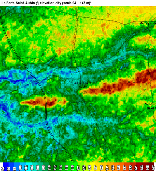 Zoom OUT 2x La Ferté-Saint-Aubin, France elevation map