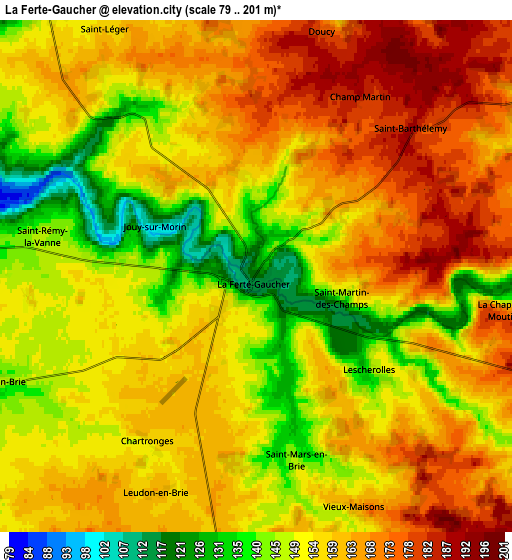 Zoom OUT 2x La Ferté-Gaucher, France elevation map