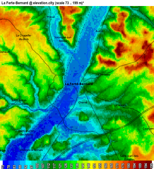 Zoom OUT 2x La Ferté-Bernard, France elevation map