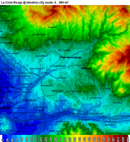 Zoom OUT 2x La Croix-Rouge, France elevation map