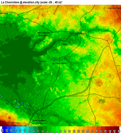 Zoom OUT 2x La Chevrolière, France elevation map