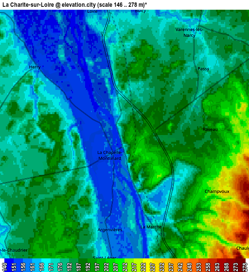 Zoom OUT 2x La Charité-sur-Loire, France elevation map