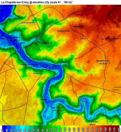 Zoom OUT 2x La Chapelle-sur-Crécy, France elevation map