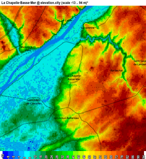 Zoom OUT 2x La Chapelle-Basse-Mer, France elevation map