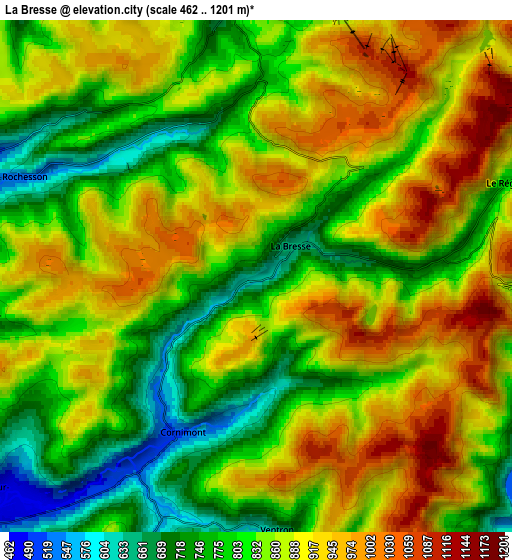 Zoom OUT 2x La Bresse, France elevation map