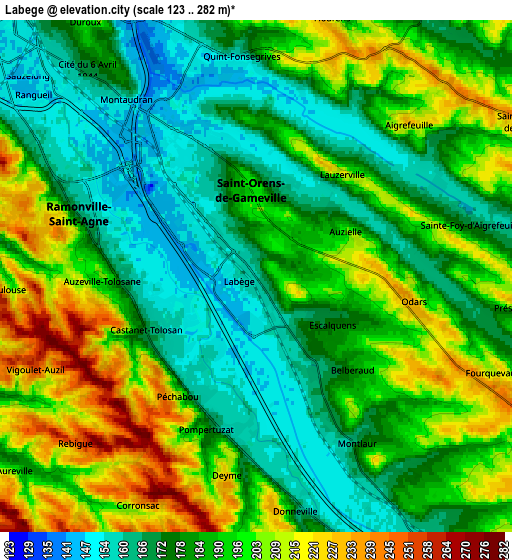 Zoom OUT 2x Labège, France elevation map
