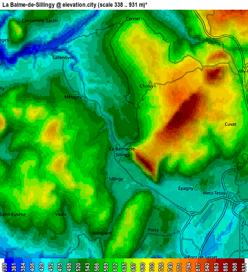 Zoom OUT 2x La Balme-de-Sillingy, France elevation map