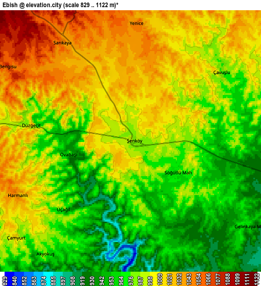 Zoom OUT 2x Ebish, Turkey elevation map