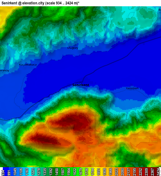 Zoom OUT 2x Senirkent, Turkey elevation map