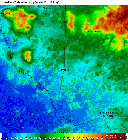 Zoom OUT 2x Jumelles, France elevation map