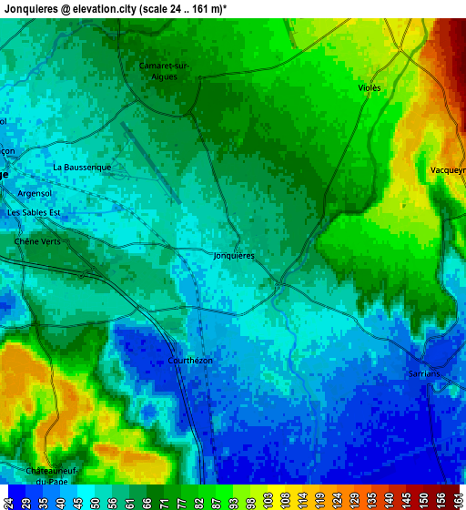 Zoom OUT 2x Jonquières, France elevation map