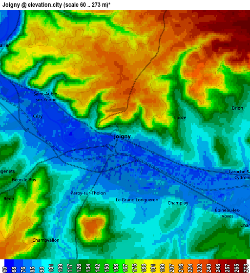 Zoom OUT 2x Joigny, France elevation map