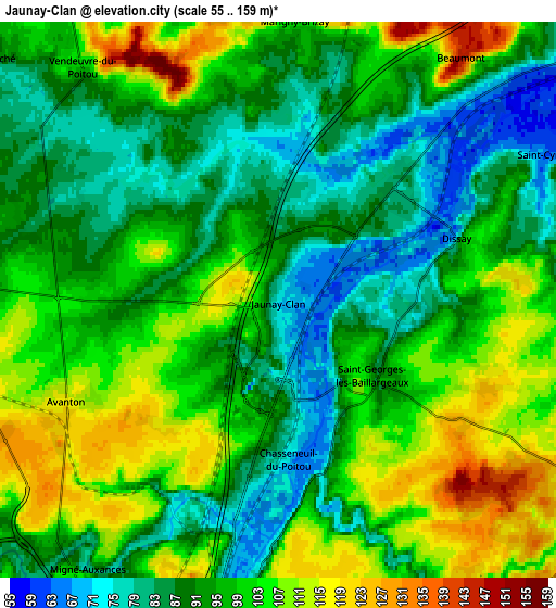 Zoom OUT 2x Jaunay-Clan, France elevation map