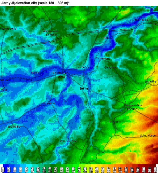 Zoom OUT 2x Jarny, France elevation map