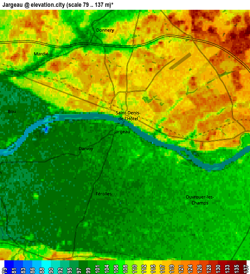 Zoom OUT 2x Jargeau, France elevation map