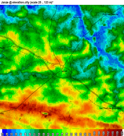 Zoom OUT 2x Janzé, France elevation map