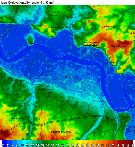 Zoom OUT 2x Izon, France elevation map