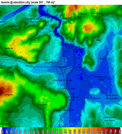 Zoom OUT 2x Issoire, France elevation map