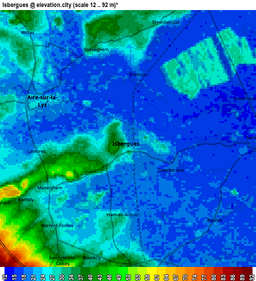 Zoom OUT 2x Isbergues, France elevation map