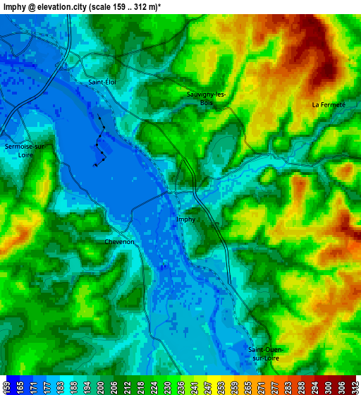 Zoom OUT 2x Imphy, France elevation map