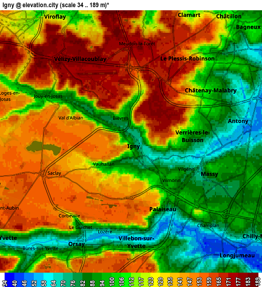 Zoom OUT 2x Igny, France elevation map