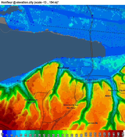 Zoom OUT 2x Honfleur, France elevation map