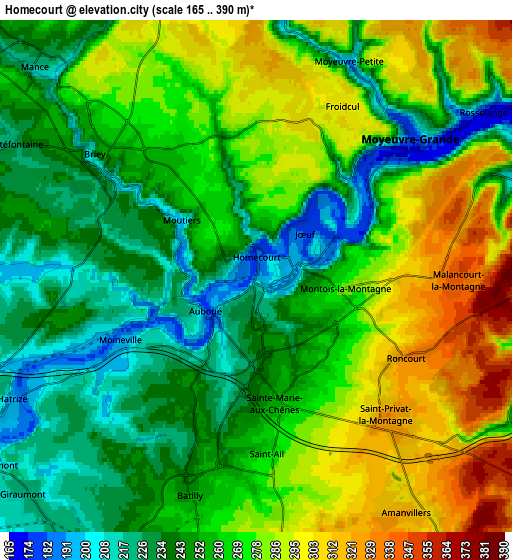 Zoom OUT 2x Homécourt, France elevation map