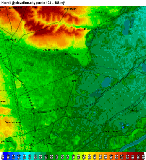 Zoom OUT 2x Hœrdt, France elevation map