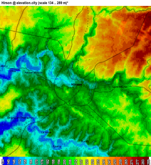 Zoom OUT 2x Hirson, France elevation map