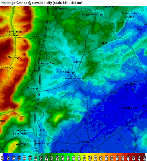 Zoom OUT 2x Hettange-Grande, France elevation map