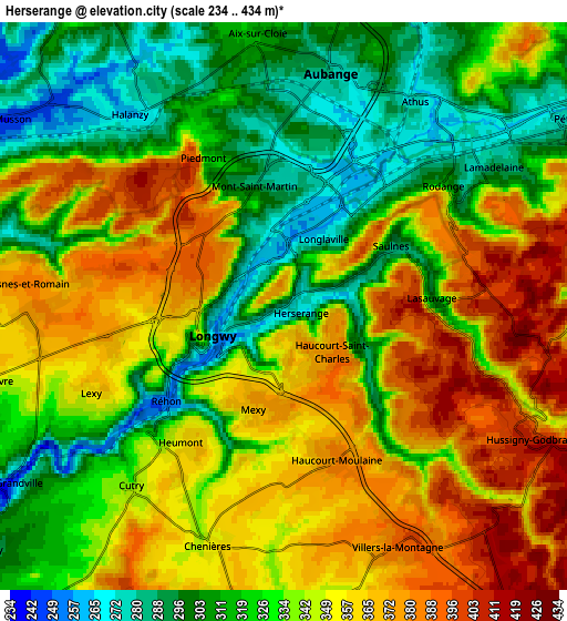 Zoom OUT 2x Herserange, France elevation map