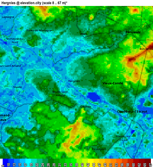 Zoom OUT 2x Hergnies, France elevation map