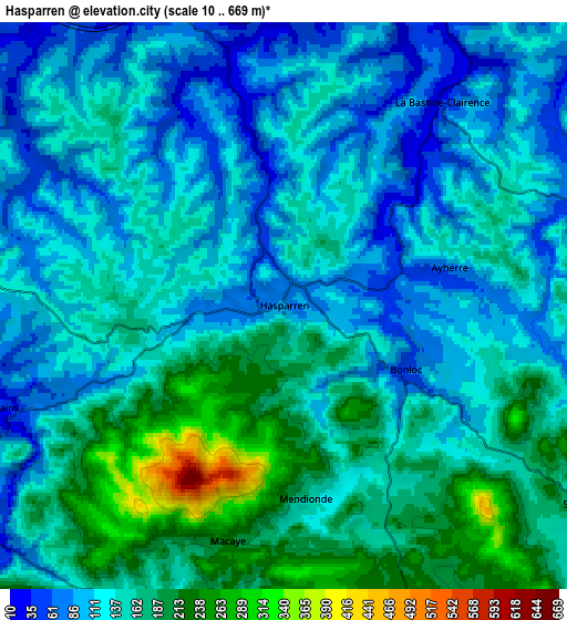 Zoom OUT 2x Hasparren, France elevation map