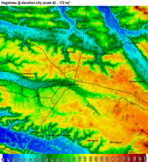 Zoom OUT 2x Hagetmau, France elevation map