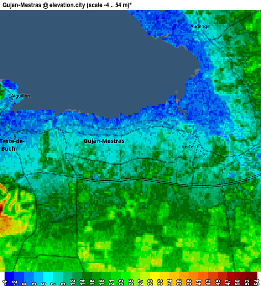 Zoom OUT 2x Gujan-Mestras, France elevation map