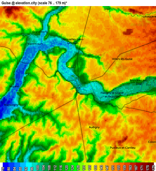 Zoom OUT 2x Guise, France elevation map