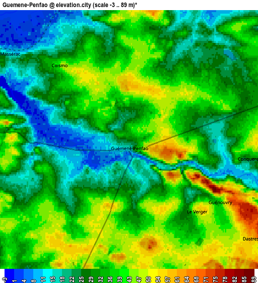 Zoom OUT 2x Guémené-Penfao, France elevation map