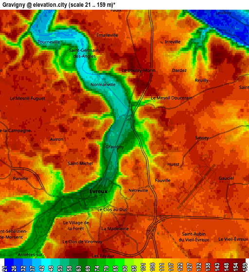 Zoom OUT 2x Gravigny, France elevation map