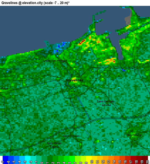 Zoom OUT 2x Gravelines, France elevation map