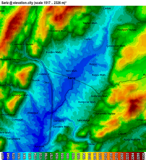 Zoom OUT 2x Sarız, Turkey elevation map