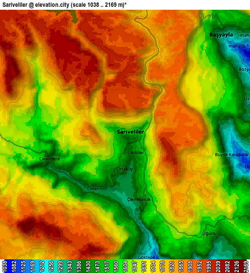 Zoom OUT 2x Sarıveliler, Turkey elevation map