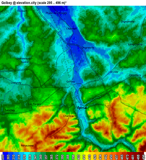 Zoom OUT 2x Golbey, France elevation map