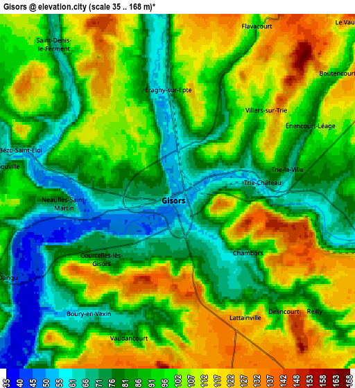 Zoom OUT 2x Gisors, France elevation map