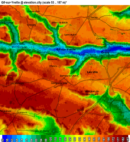 Zoom OUT 2x Gif-sur-Yvette, France elevation map