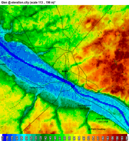 Zoom OUT 2x Gien, France elevation map